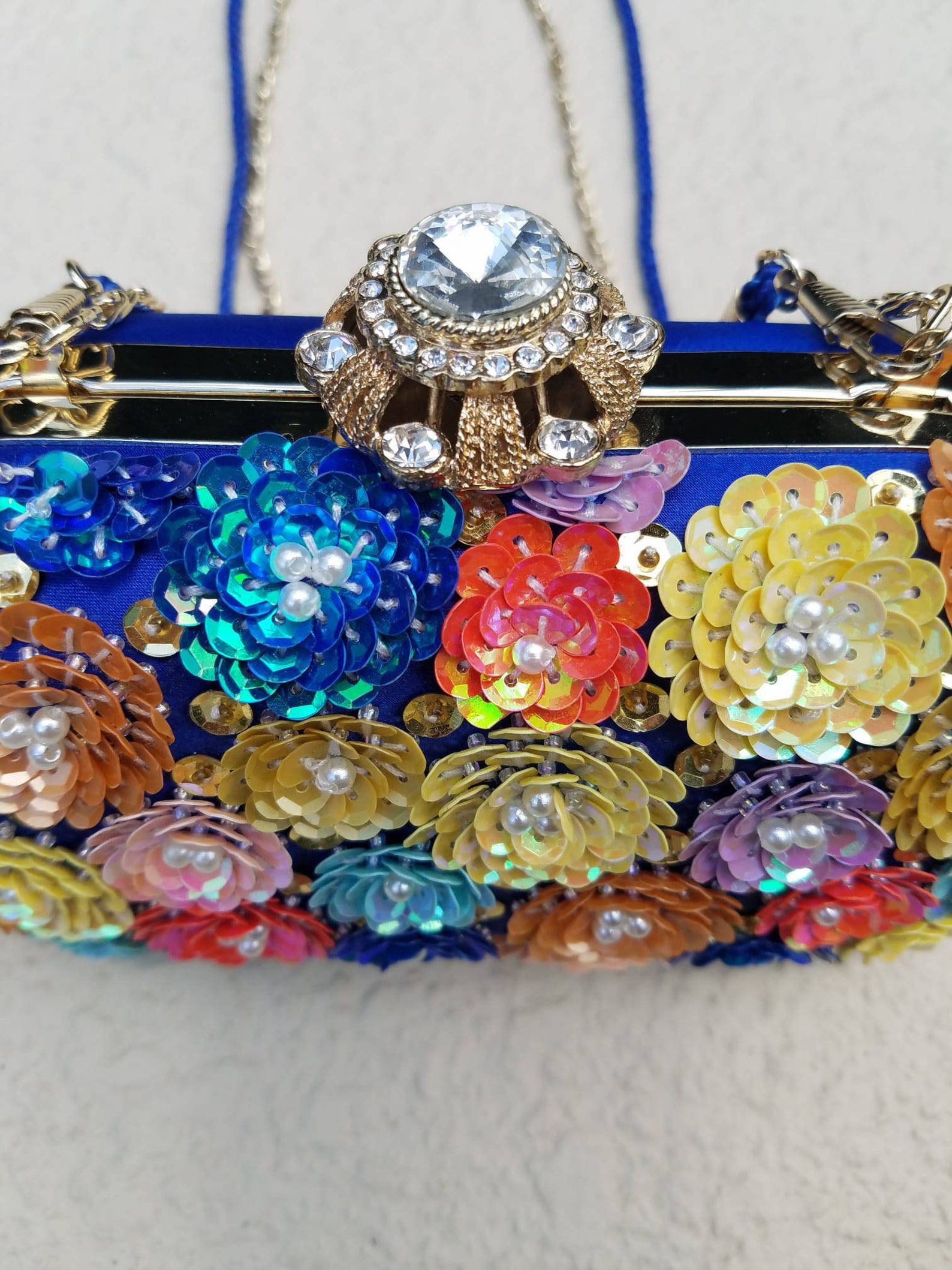 KATE LANDRY Floral Evening Purse Diamond Evening Bag Blue Etsy