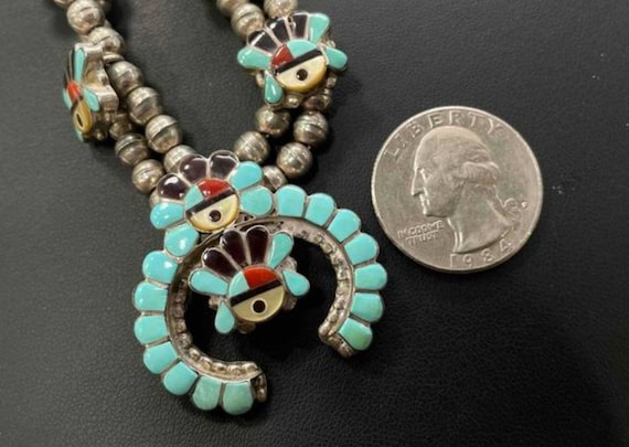 RARE ZUNI NECKLACE, Zuni Sunface Squash Blossom N… - image 4