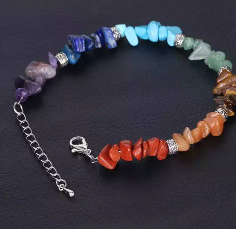 Chakra Bracelet 7 Stones Healing Chakra Bracelet Yoga Jewelry Lobster Clasp Reiki Bracelet Rainbow Stones Bracelet Multicolor Stone Bracelet