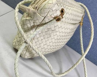 Used] BOTTEGA VENETA Intrecciato Shoulder Bag Leather Ivory White