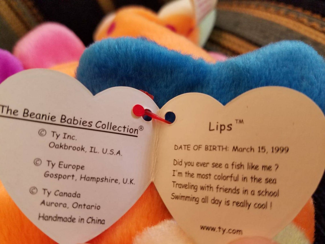 RARE LIPS the Fish Beanie Baby with Tag Errors Beanie Babies Etsy