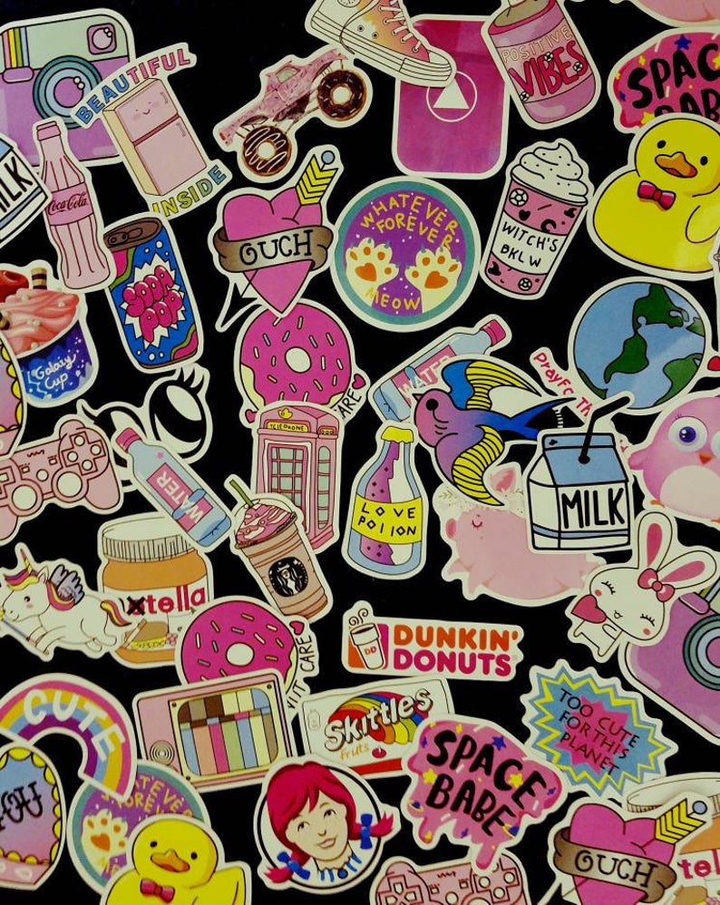 Pink Fun Stickers 11 Stickers Stickers Assortment Pink Etsy