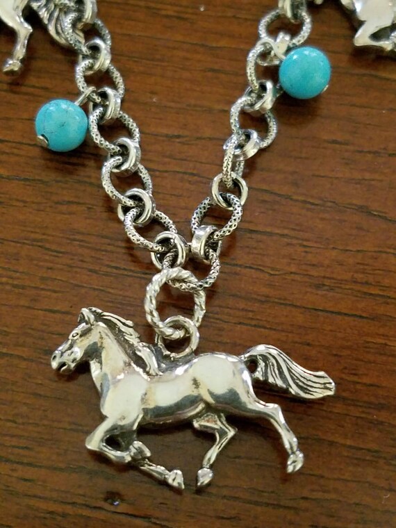 GS NAVAJO ネックレス、ヴィンテージ ナバホ 5 頭馬チャーム 