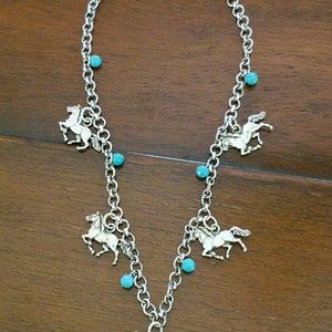 GS NAVAJO Halskette, Vintage Navajo 5 Pferde Charms Halskette, Navajo Silber Halskette, Glenn & Irene Sandoval Halskette, Native America Schmuck
