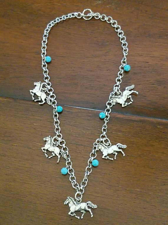 GS NAVAJO ネックレス、ヴィンテージ ナバホ 5 頭馬チャーム 