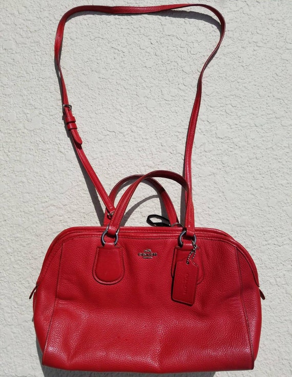 COACH Red Leather Purse Medium Handbag Crossbody Bag … - Gem