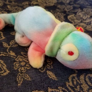 RARE RAINBOW Beanie Baby with Tag Errors, Beanie Baby Collectible, Rainbow the Chameleon with Tag Errors, ty Beanie Babies with Errors!!