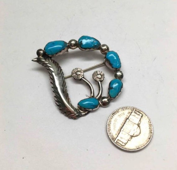 Vintage Zuni Turquoise Brooch: Carmelita Simplicio Sterling Silver Jewelry View 2
