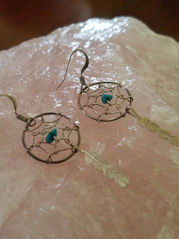 Rare ZUNI EARRINGS, Zuni Turquoise and Silver Ear… - image 2