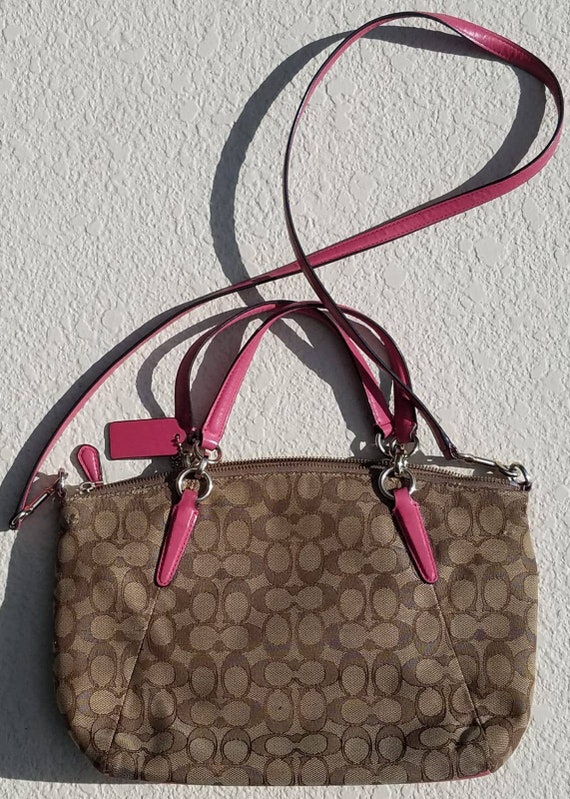 Coach Brown Tan Logo Patterned Small Purse with Leath… - Gem