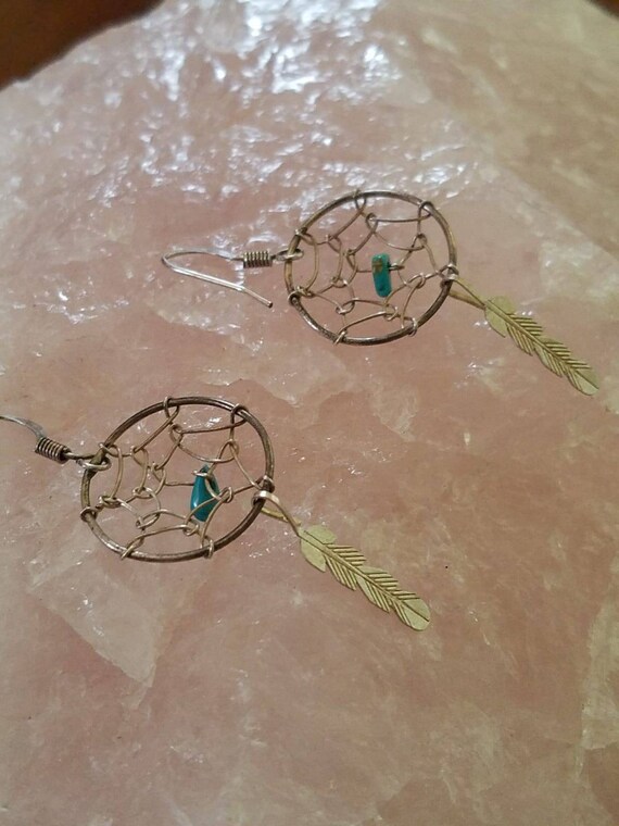 Rare ZUNI EARRINGS, Zuni Turquoise and Silver Ear… - image 3