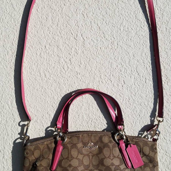 SEXY COACH Purse Coach Collection, Coach SMALL Satchel Crossbody Bag, Coach Brown and Pink Purse, Coach Signature Tote