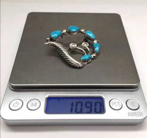 Vintage Zuni Turquoise Brooch: Carmelita Simplicio Sterling Silver Jewelry View 4