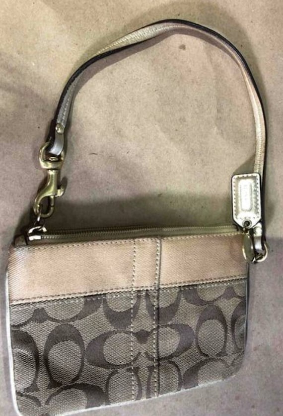 COACH F062-2154 BROWN Signature Satchel Leather Suede Small Shoulder Purse  $34.32 - PicClick