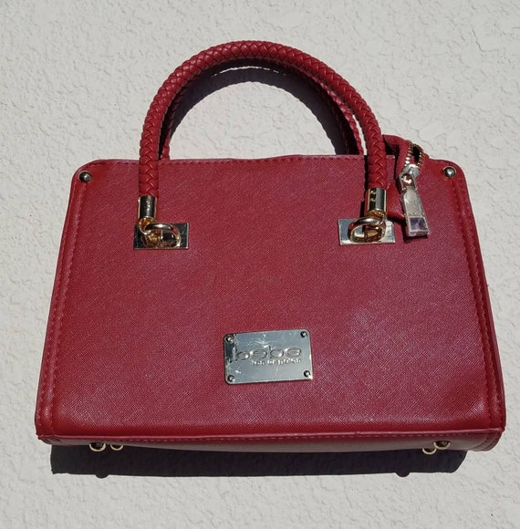 NWOT BEBE Bella Smooth Satchel, Bebe Red Purse, B… - image 1