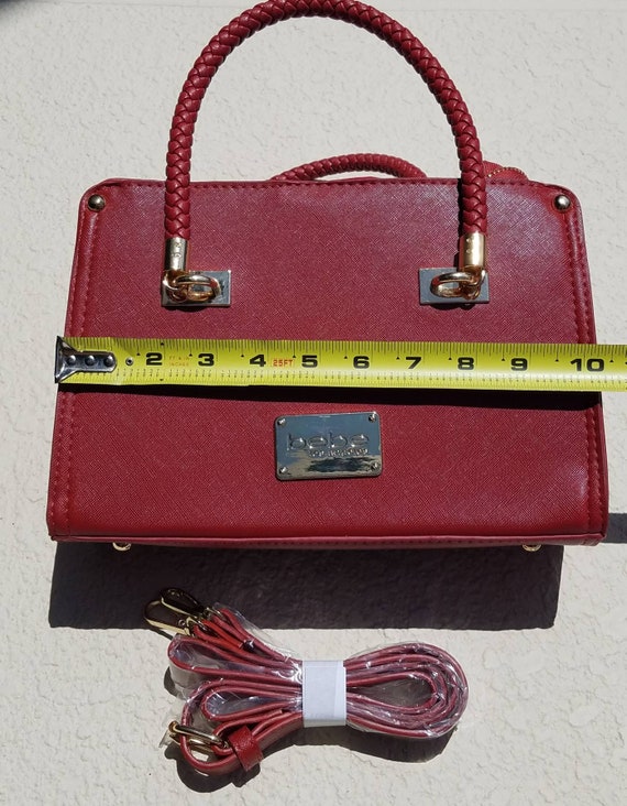 NWOT BEBE Bella Smooth Satchel, Bebe Red Purse, B… - image 6