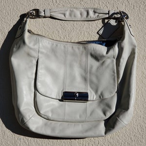 COACH PURSE, Coach Kristin Ivory Champagne Leather Bag, Coach Collection, Coach Shoulder Bag, Coach White Leather Handbag, Coach Hobo Bag!