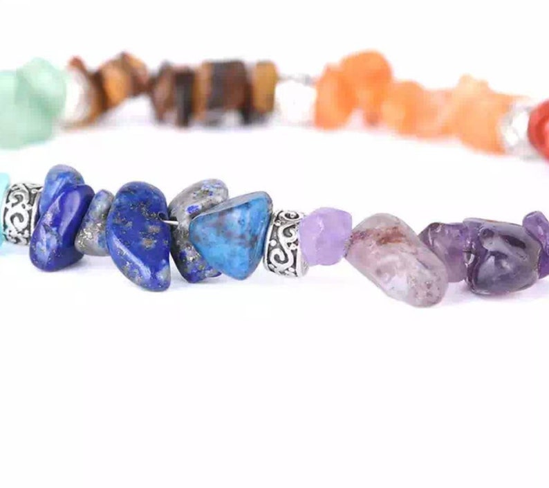 Chakra Bracelet 7 Stones Healing Chakra Bracelet Yoga Jewelry Lobster Clasp Reiki Bracelet Rainbow Stones Bracelet Multicolor Stone Bracelet