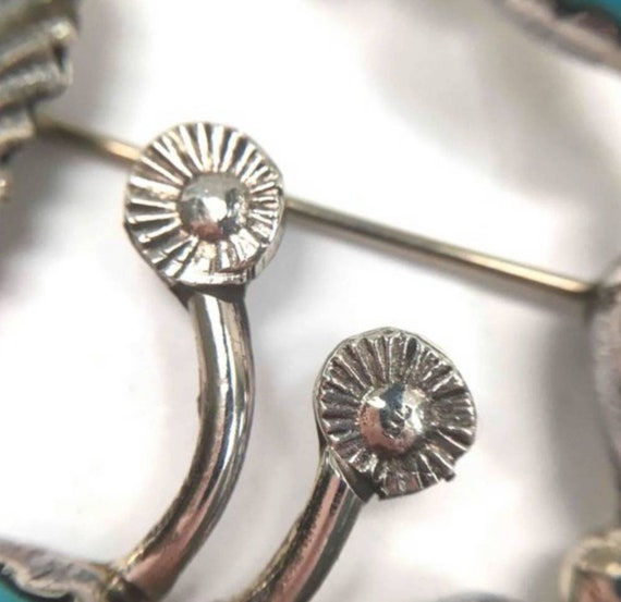 Vintage Zuni Turquoise Brooch: Carmelita Simplicio Sterling Silver Jewelry View 3
