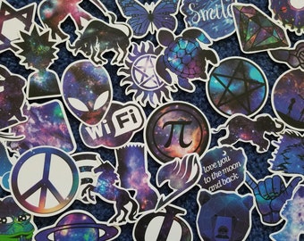 Space Galaxy Stickers, Fun Stickers, Alien Stickers, Spiritual Stickers, Stickers Pack, Purple Stickers - 10 Stickers