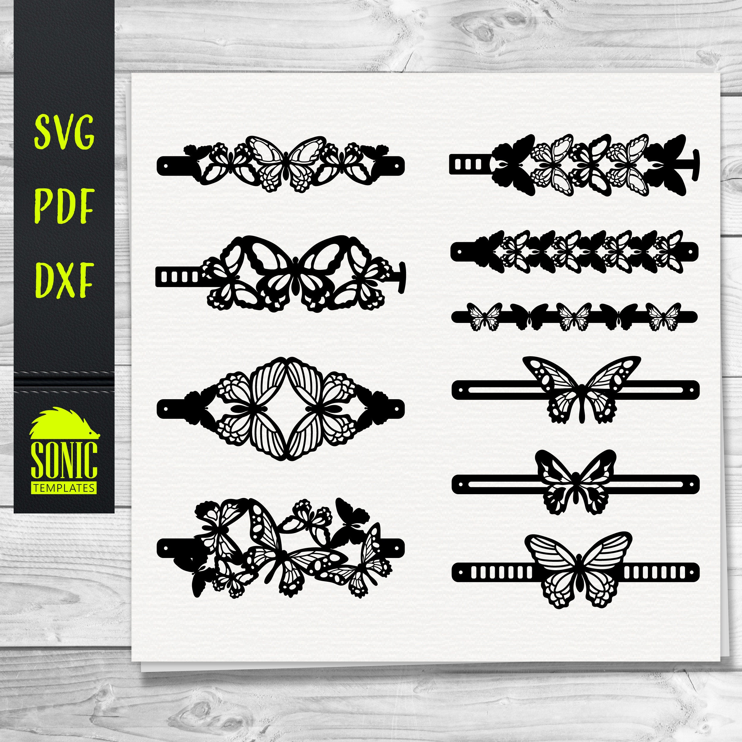 Download 10 Designs Leather Bracelet SVG DXF PDF Butterflies ...