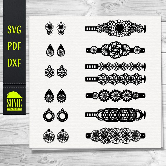 13 Designs Leather Bracelet Svg Dxf Pdf Cutting Template Etsy