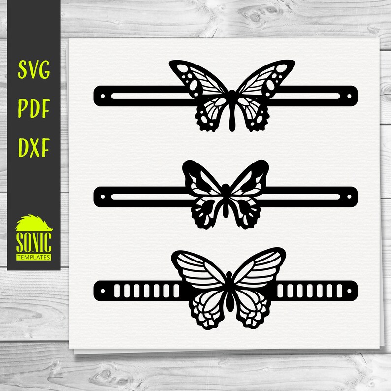 Download 10 Designs Leather Bracelet SVG DXF PDF Butterflies Cutting | Etsy