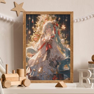 Hatsune Miku Holiday Wall Art Digital Download | Hatsune Miku Christmas Art Download | Hatsune Miku Vocaloid Poster | Anime Wall Art