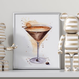 Espresso Martini Digital Download, Printable Cocktail Art, Signature Drink Sign Printable, Bar Cart Printable, Watercolor Cocktail Art Print