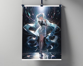 初音ミク ウォールアート デジタルダウンロード | ミク インスタントダウンロード | 初音ミク ボーカロイド ポスター | アニメ ウォールアート | アニメ デジタルダウンロード