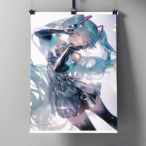 Hatsune Miku Wall Art Digital Download | Miku Instant Download | Hatsune Miku Vocaloid Poster | Anime Wall Art | Anime Digital Download