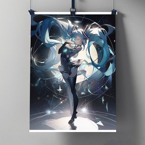 Hatsune Miku Wall Art Digital Download | Miku Instant Download | Hatsune Miku Vocaloid Poster | Anime Wall Art | Anime Digital Download