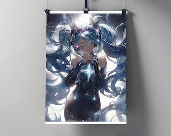 初音ミク ウォールアート デジタルダウンロード | ミク インスタントダウンロード | 初音ミク ボーカロイド ポスター | アニメ ウォールアート | アニメ デジタルダウンロード