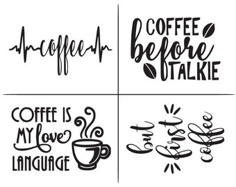 Reusable Adhesive Stencil Coffee Lovers Magnolia Design Co 8.5 x 11” DIY Silk Screen First Coffee