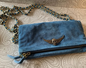 Zadig and Voltaire Rock Clutch - bought in Paris, in rare (not sold in the US) bright blue suede