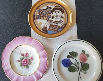 Gorgeous Vintage collectible mini plates Austrian Lilien Argentinian Verbano Dutch Mosa Collectible Porcelain plates 3 inches Priced indiv.