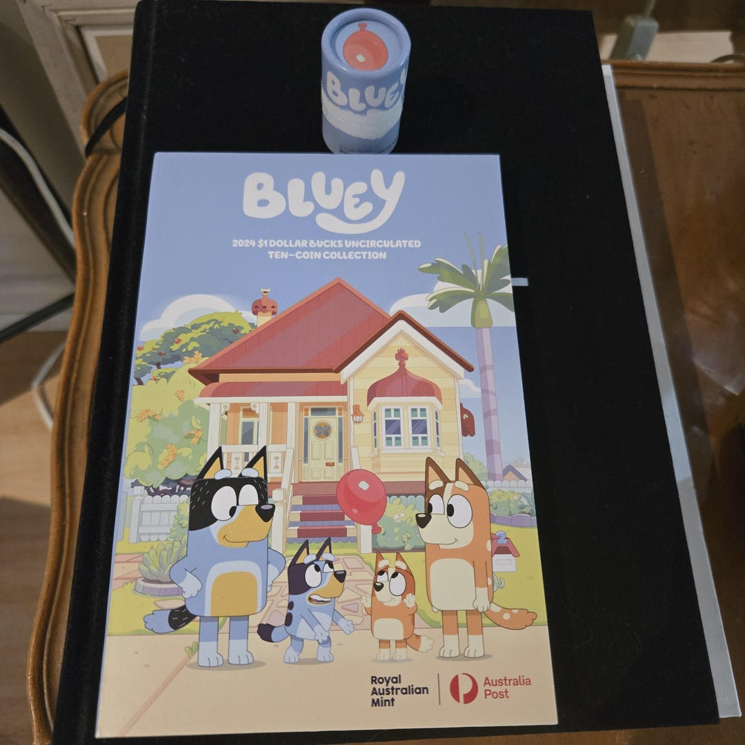 Gorgeous 2024 Bluey Coin Set Uncoloured Coins From Australia Post Set ...