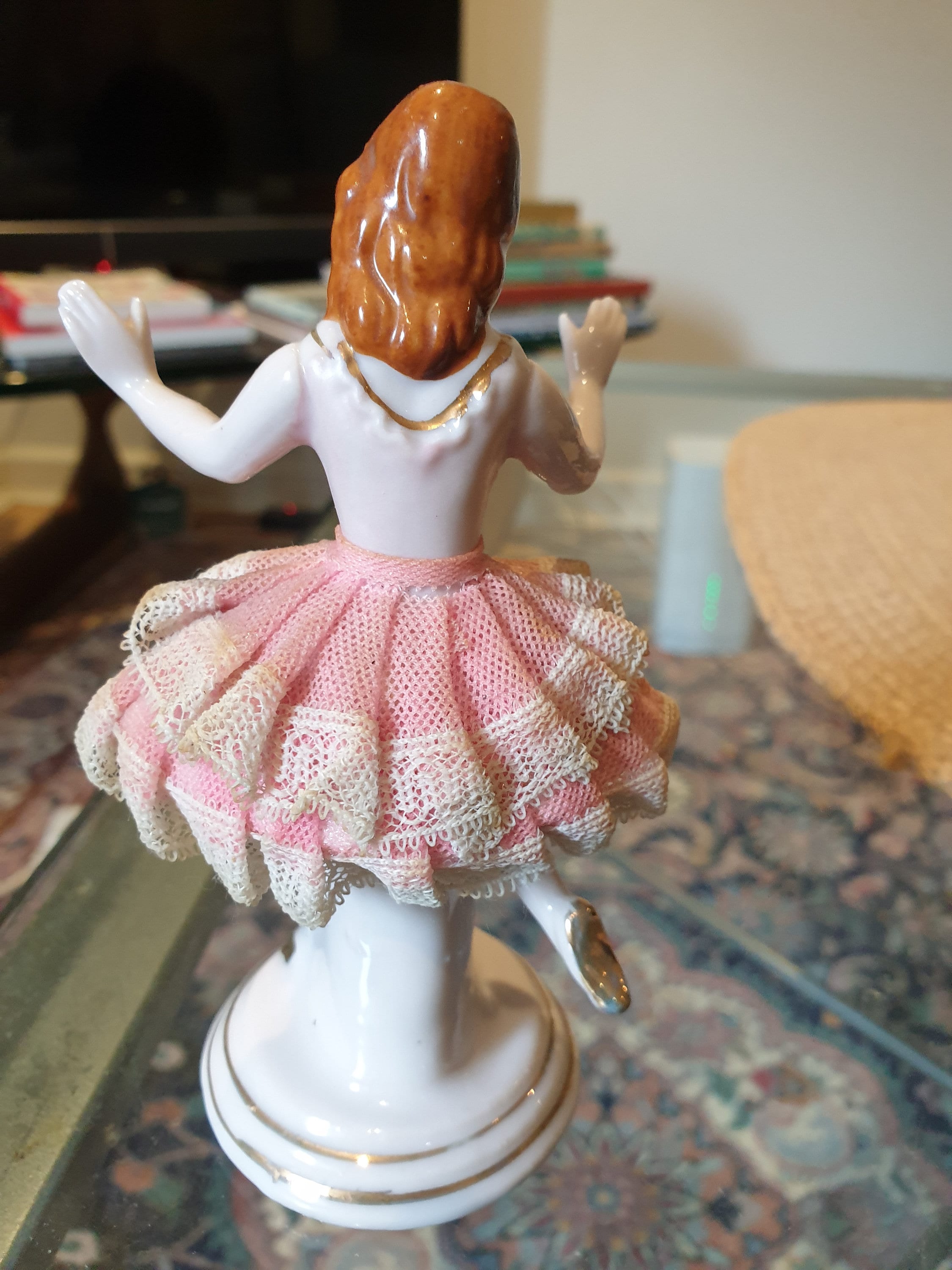 バレリーナ 陶器製 ゴージャスなヴィンテージ 40年代 50年代？ ドレスデンスタイル