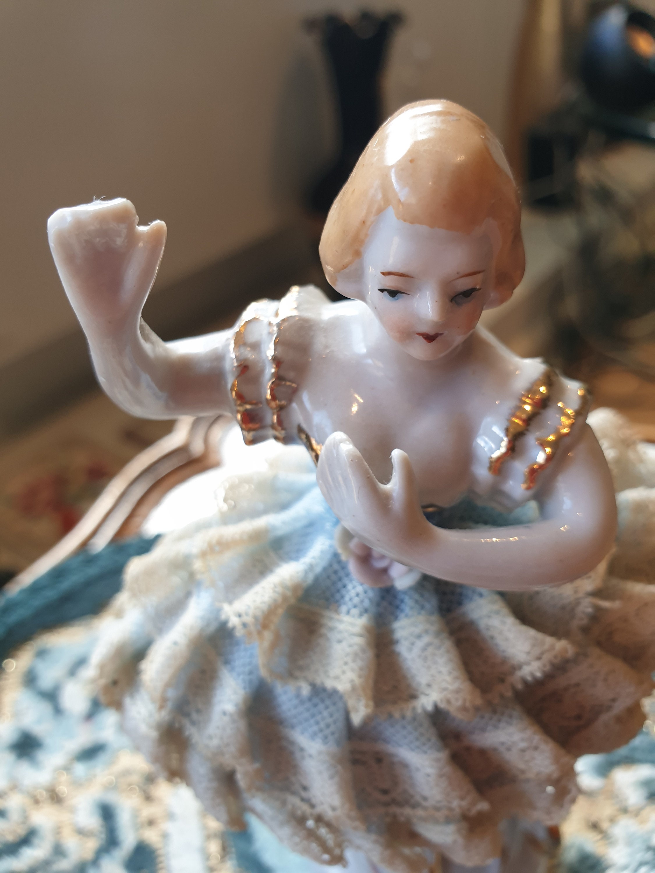 ゴージャスなヴィンテージ 40年代 50年代？ ドレスデンスタイル