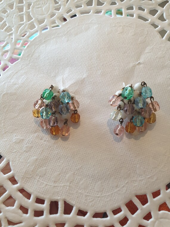 Gorgeous Vintage Multi Rhinestone Beaded Earrings… - image 8