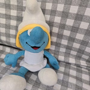 Super Cute Vintage 2009  11.5” Rare Smurf Smurfette Plush toy Retro Cartoon Character Schtroumpf Smurf The Smurfs in good condition overall
