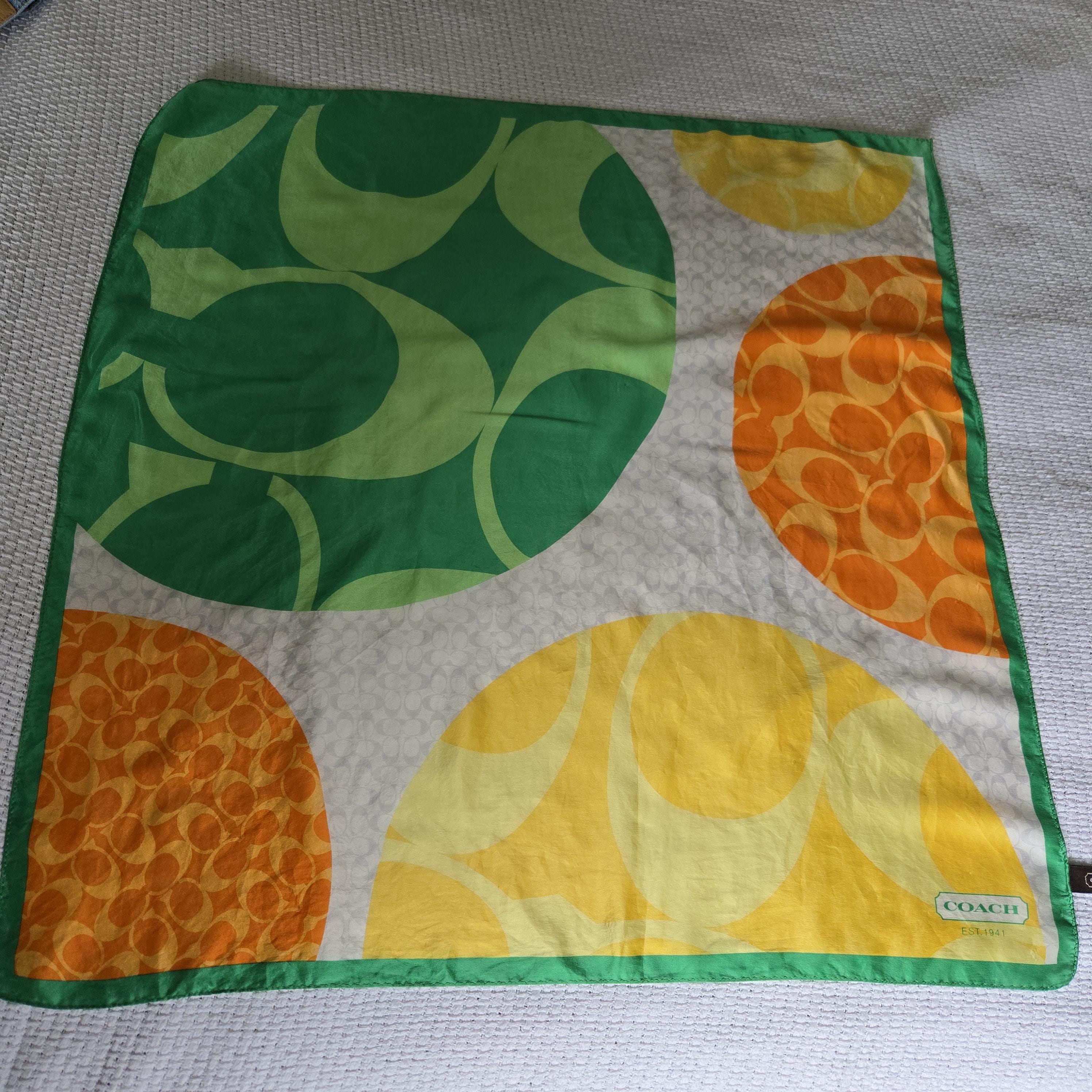 Coach Vibrant Orange and Yellow Silk Reversible Scarf Coach Silk Scarf - Etsy main image 3