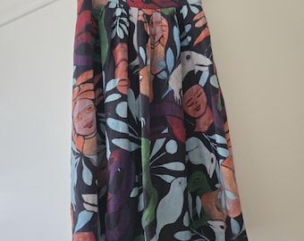 Fabulosa pieza de arte GORMAN X Mirka Falda de seda y lino “Dreaming” talla AU 8 Talla S Falda de corte A Forrada Falda colorida Mirka Mora Verano 2016