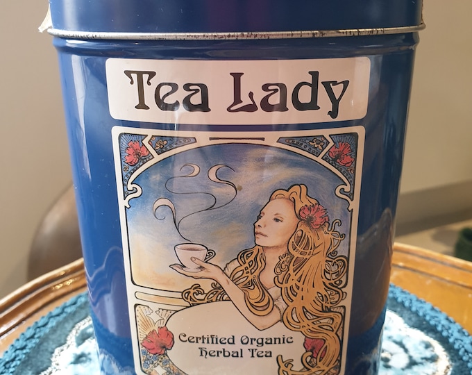 Gorgeous Vintage Tea Tin Tea lady tin Lovely Art Nouveau style tin Rare Herbal tea tin Art nouveau tin Organic tea tin Made in Australia