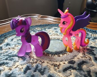 Gorgeous Vintage 2" Mini  MLP My Little Pony Blind Bag Princess Cadance Pegasus Unicorn /Twilight Sparkle Hasbro Pink pegasus Purple unicorn