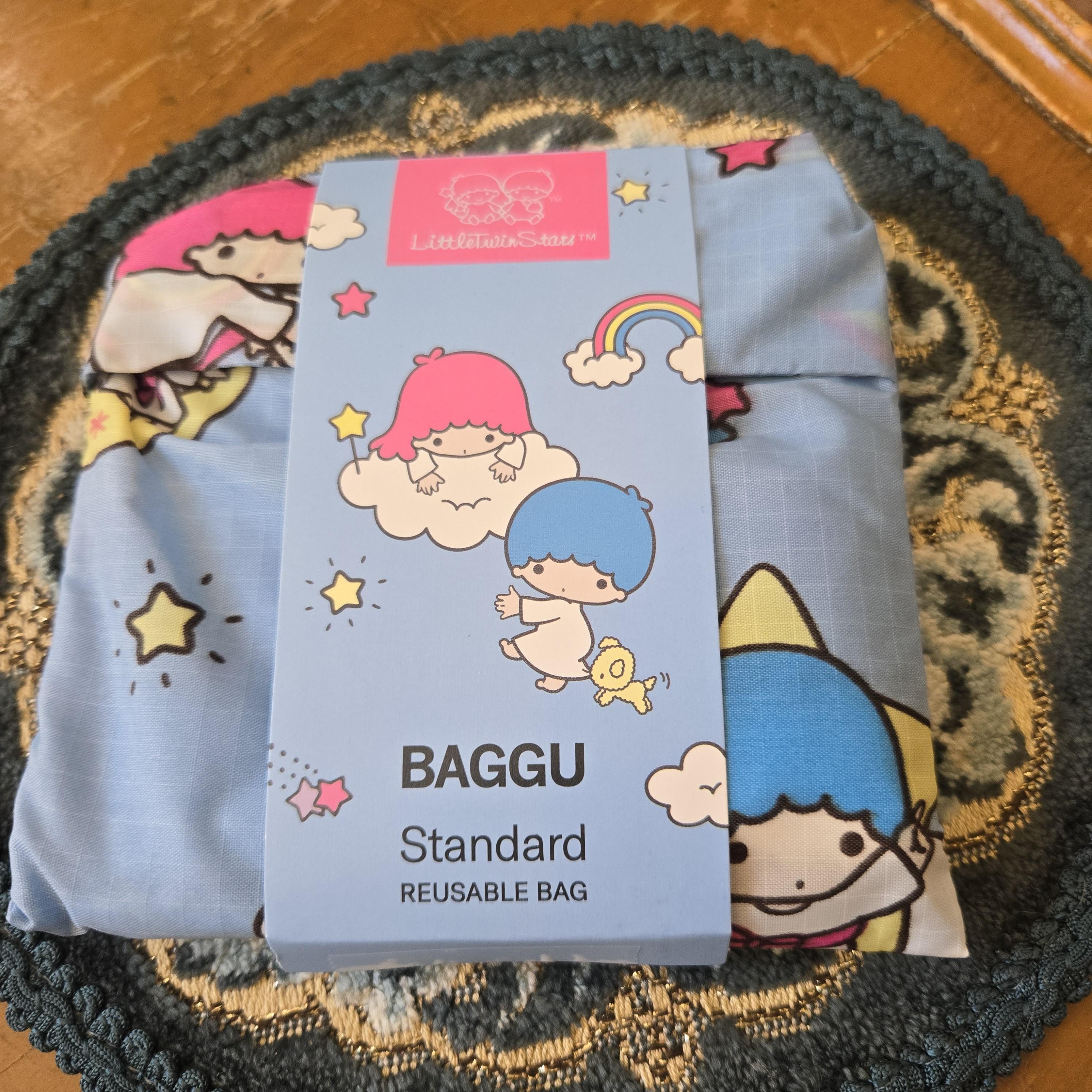 Gorgeous Sanrio 100% nylon Pocketable Eco Bag Baggu x Little Twin Stars bag Standard  Bag Tote NWT Out of Print reusable shopping bag