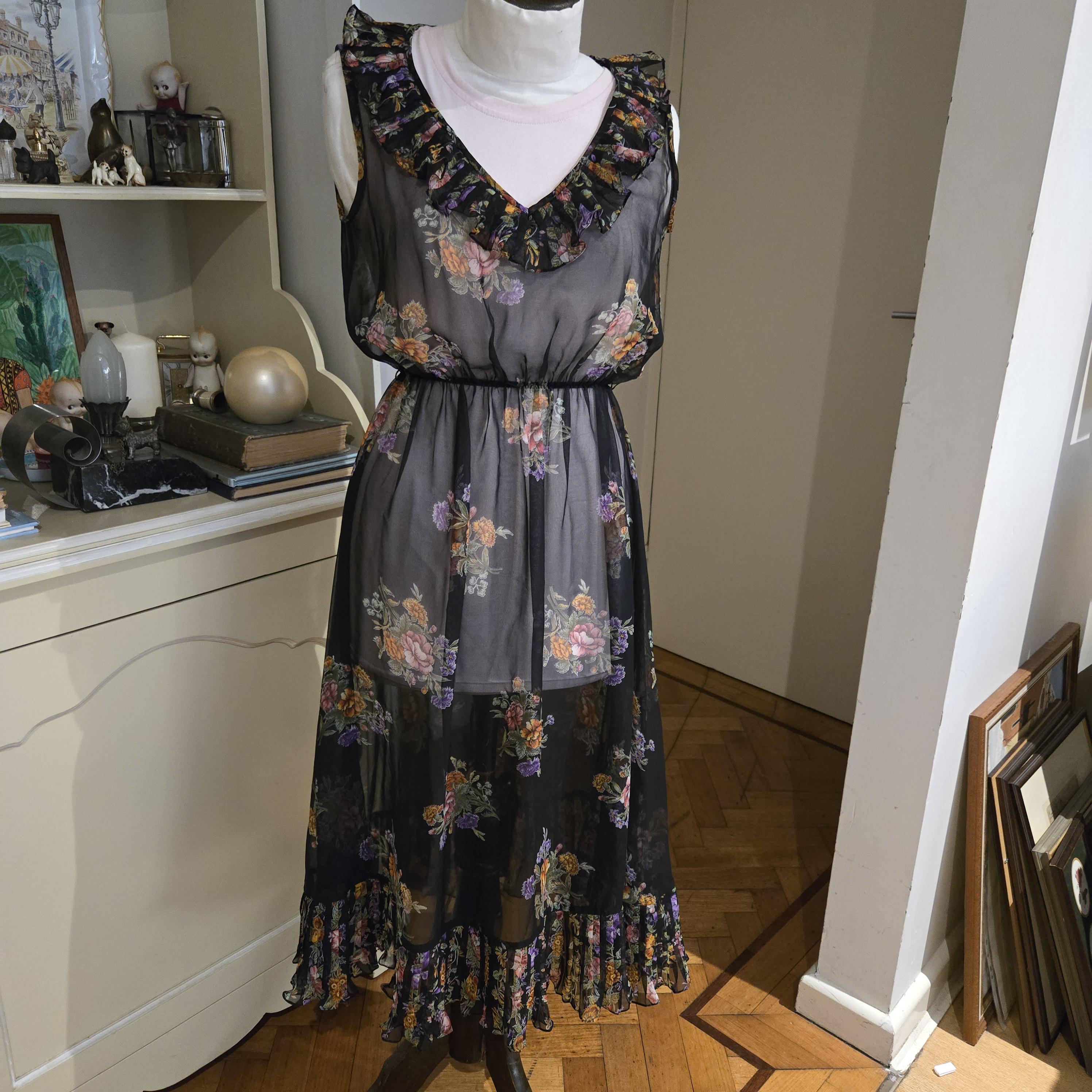 Exquisite Vintage Dress Floral See Through Dress XS/ SMALL