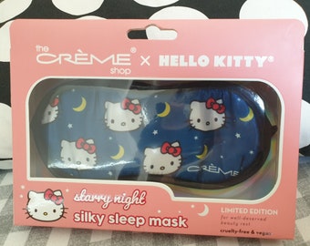 Lovely The Creme Shop x Hello Kitty Moon Star Limited Edition Silky Sleep Mask New Sleep Mask eye mask Sanrio Hello Kitty print sleep mask