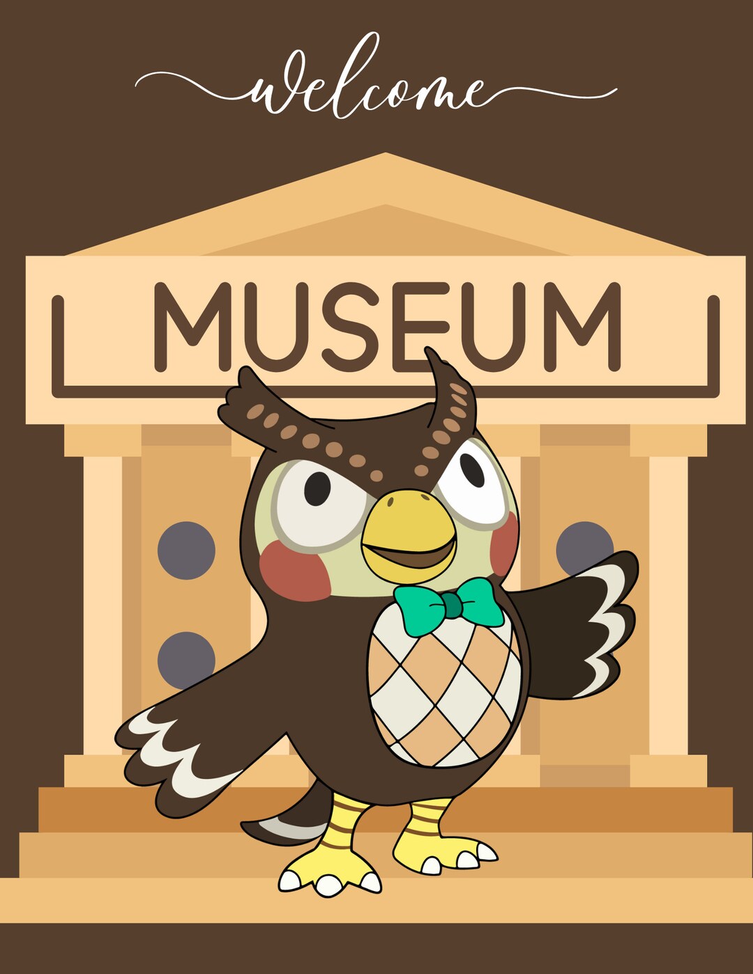 ACNH Blathers Wall Art Printable Digital Download Framed Art Etsy