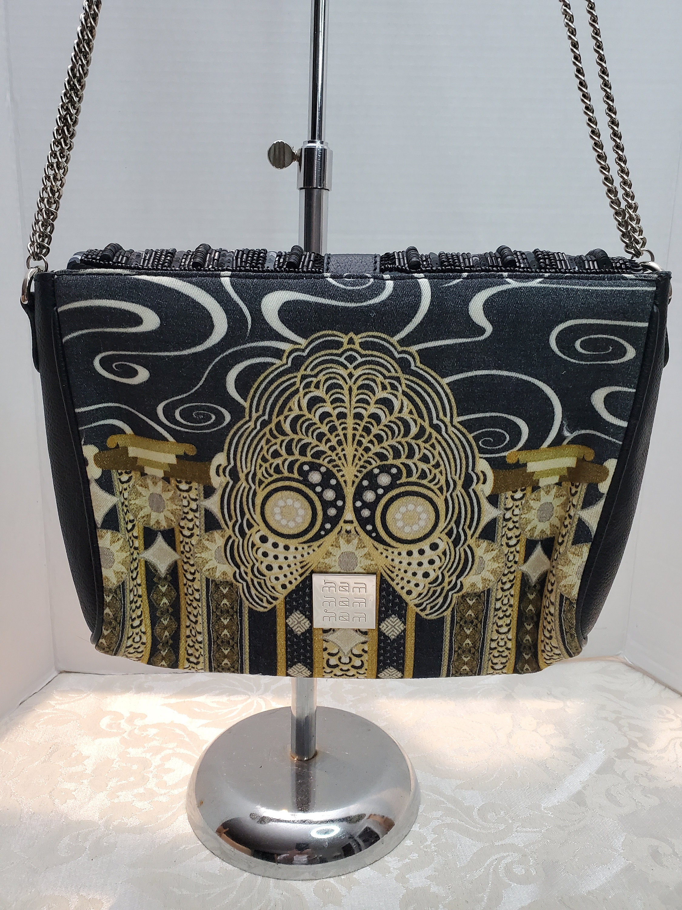 Buy Label Ritu Kumar Sequenced Shoulder Bag Purse Silver Chain Denim India Designer Online in India Etsy